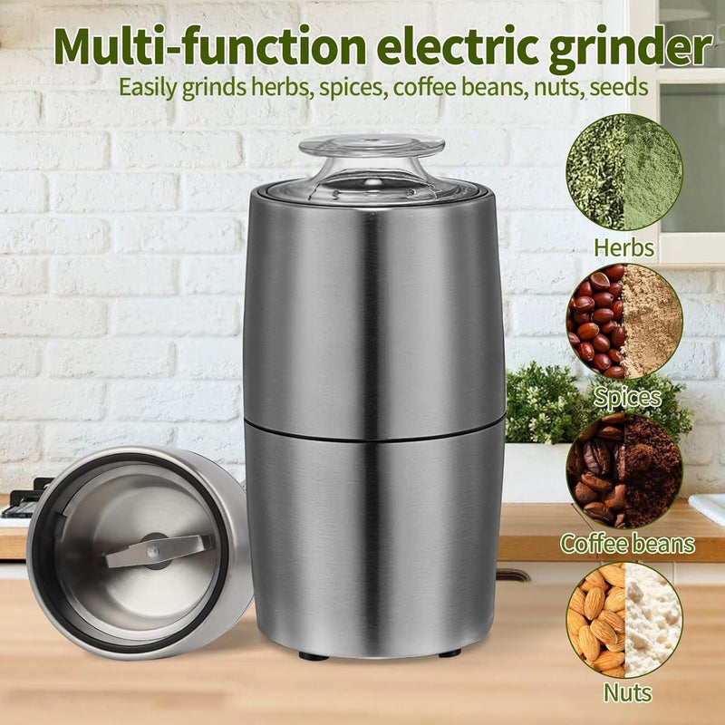 Perfekitsup Spice Grinder, Coffee Grinder, 200 w Electric Herb Grinder,Configuration Stainless Steel Body and Blade,with Cleaning Brush - Image 3